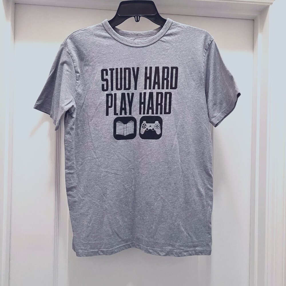 Children's Place-Study Hard Play Hard-Size XXL 16-Gray & Black-Unisex-Gamer